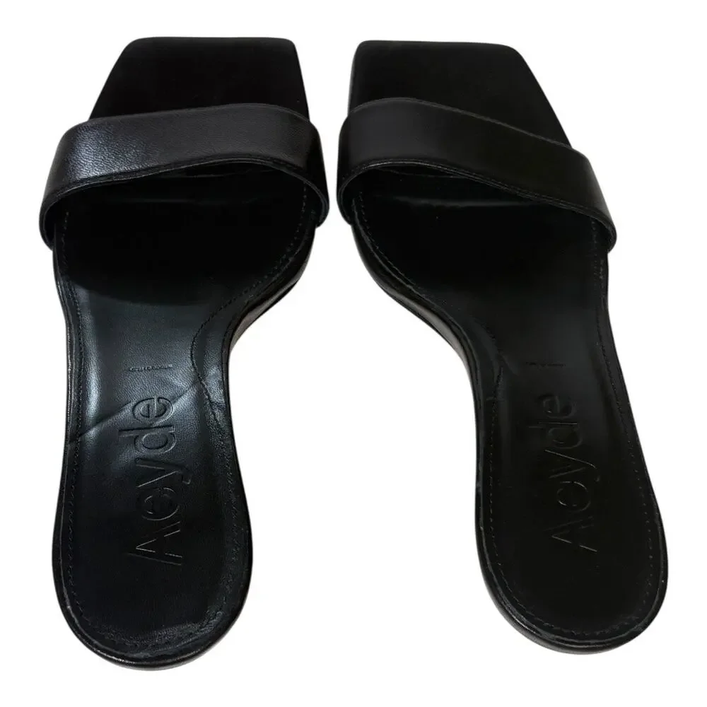 Aeyde Ilvy Leather Mules Black Kitten Heel Size 38 EU 8 US - Picture 6 of 7